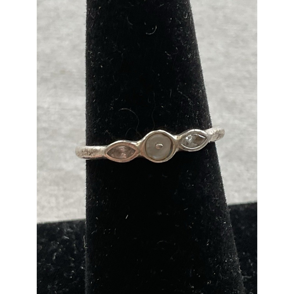Pandora ALE 925 Sterling Silver Ring Size 5.75  Clear Stones
